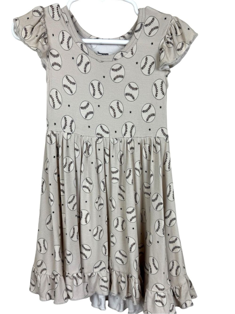 Dream Big Little Co Bamboo baseball print dress 2T